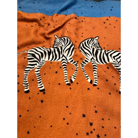 Large Ann Taylor Blanket Scarf Shawl Reversible Zebra Stars - Picture 3 of 6